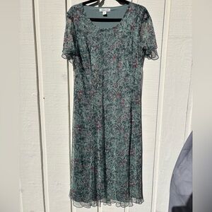 Coldwater Creek green floral midi dress
